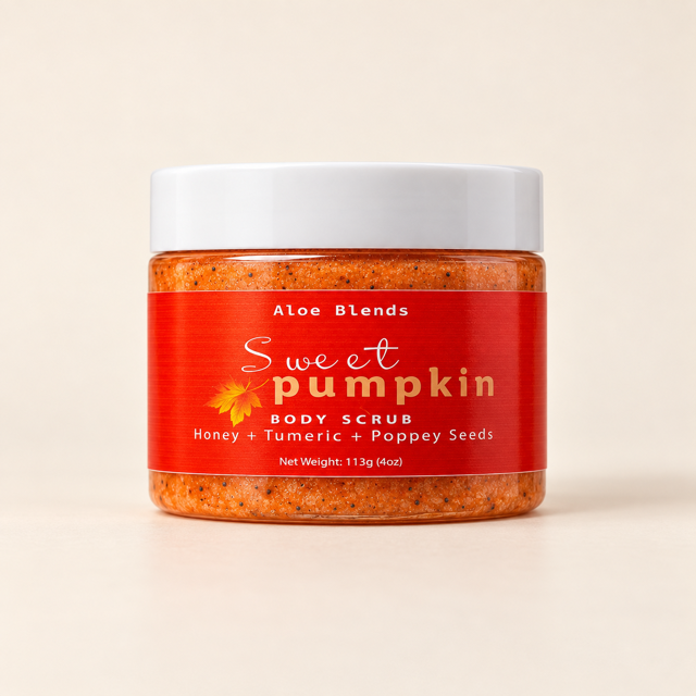 Sweet Pumpkin Spiked Sugar Scrub with Turmeric & Poppey Seeds